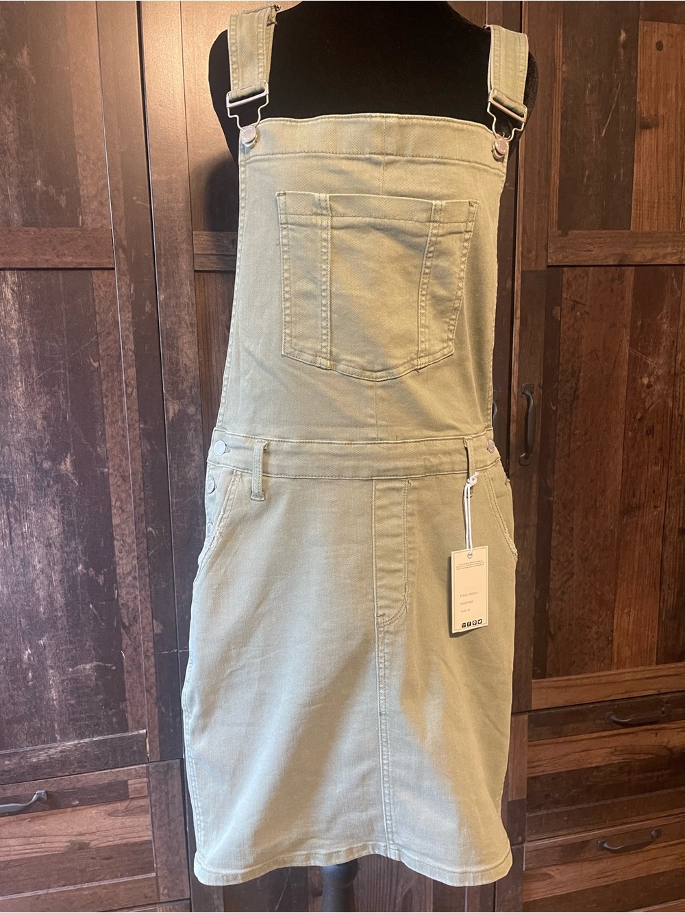Judy blue sage Green garmet dyed Denim skirt overall